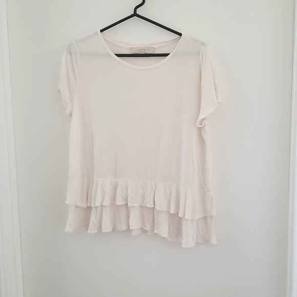 LOFT Tops - Loft Off-White Ruffled Top, Large